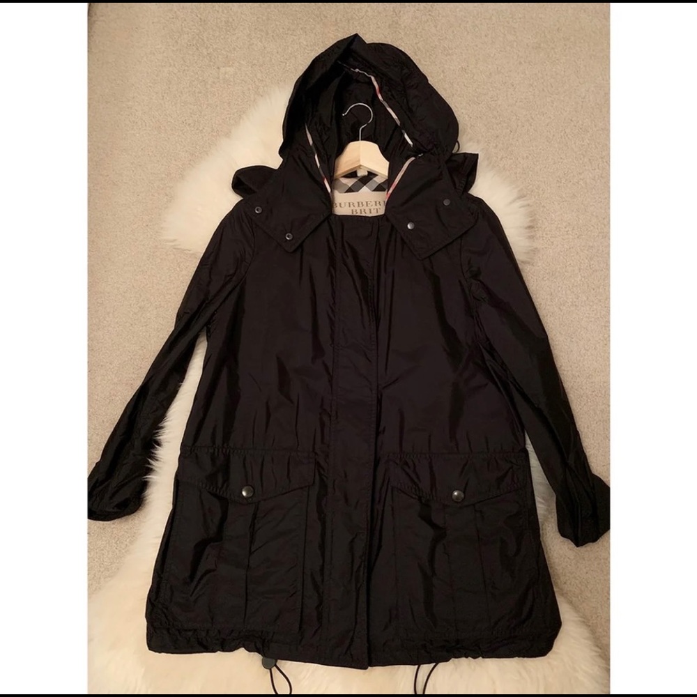 Burberry Brit Black Short Raincoat with Hood